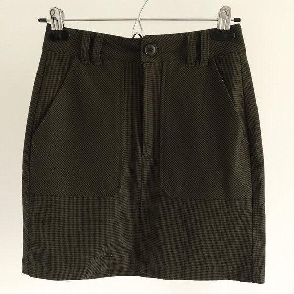 Twik Women's Olive Green Houndstooth Mini Skirt Size XS - Picture 1 of 10